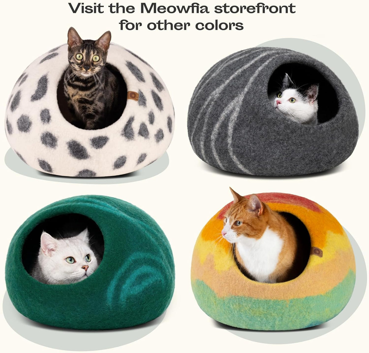Cat Cave – Natural Wool – Self-Warming Hideaway for Indoor Cats & Kittens