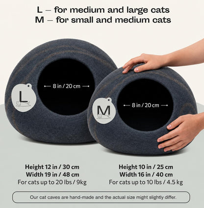 Cat Cave – Natural Wool – Self-Warming Hideaway for Indoor Cats & Kittens